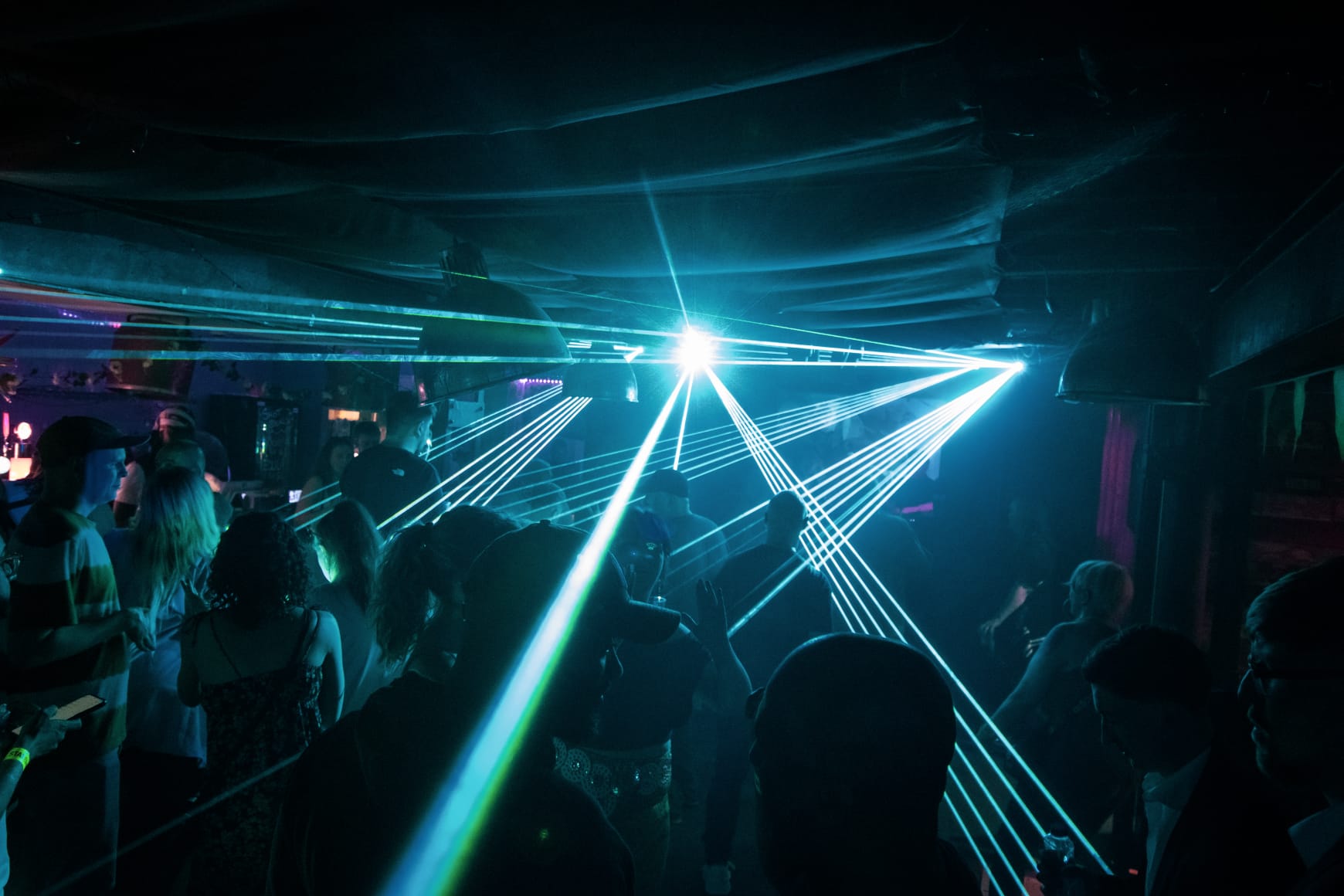 Crowd under lasers